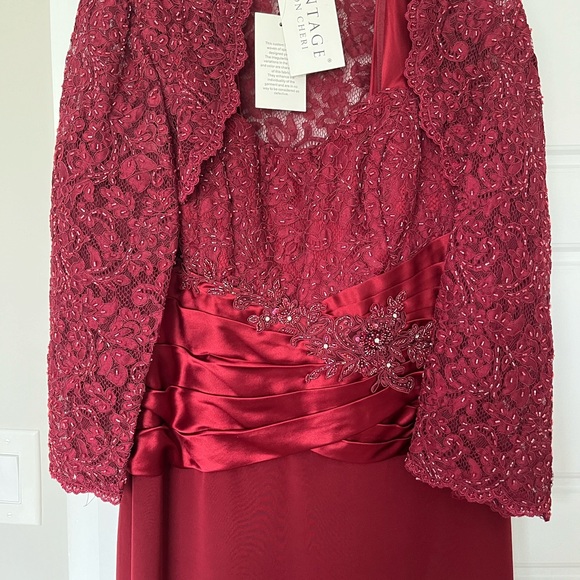 Mother of the Bride Dress Montage Collection by Mon Cheri Burgundy Size 16 P - Picture 3 of 12